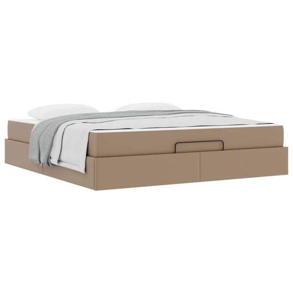 vidaXL Bedframe met matras met matras 2 pcs Tan PVC