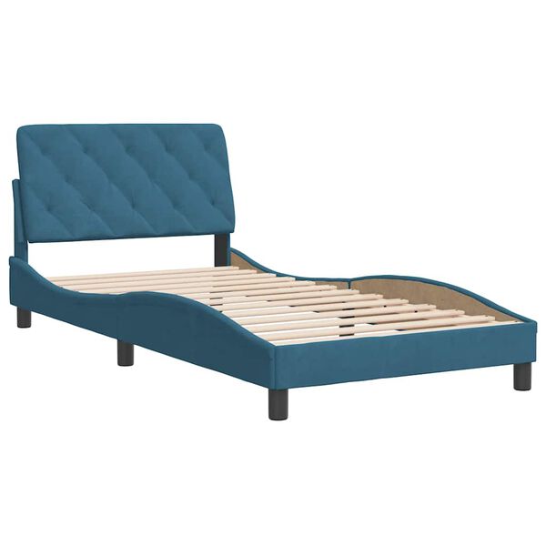 vidaXL Bedframe zonder matras fluweel blauw 100x200 cm