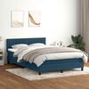 vidaXL Boxspring met matras fluweel donkerblauw 160x210 cm