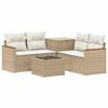vidaXL Bankstel 6 st Beige en Cr&egrave;me Wit Poly Rattan en Staal
