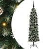 vidaXL Kunstmatige slanke kerstboom Groen en Wit 180 cm