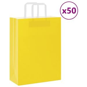 vidaXL Papieren zakken 50 st met hengsels 26x12x35 cm geel