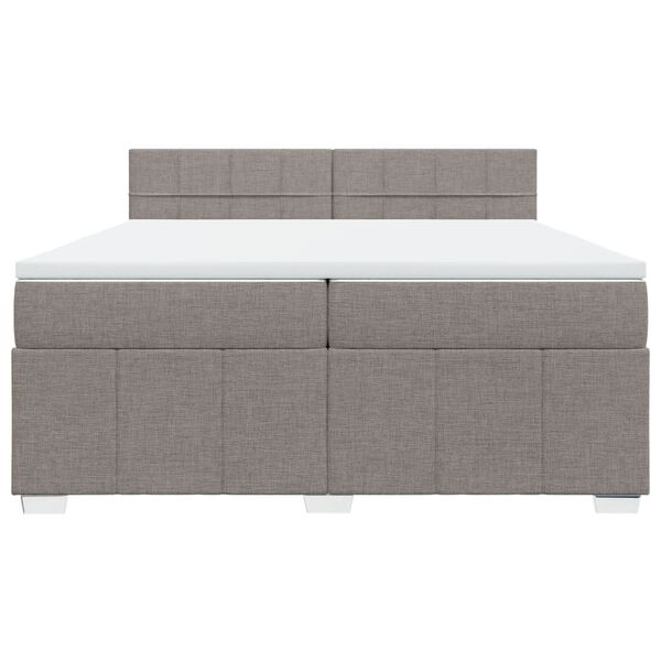 vidaXL Boxspring met matras stof taupe 200x200 cm
