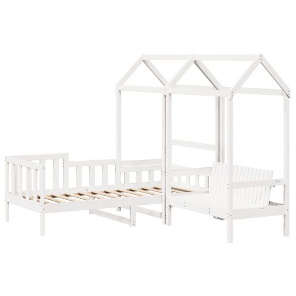 vidaXL Kinderbed met bank en huisje massief grenenhout wit 90x190 cm