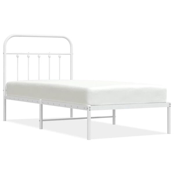 vidaXL Bedframe met hoofdbord metaal wit 90x190 cm
