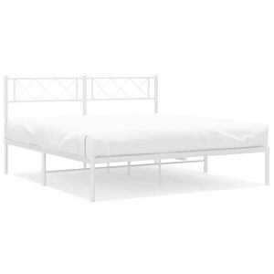 vidaXL Bedframe met hoofdbord metaal wit 135x190 cm