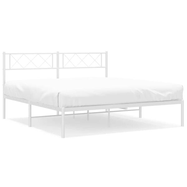 vidaXL Bedframe met hoofdbord metaal wit 135x190 cm