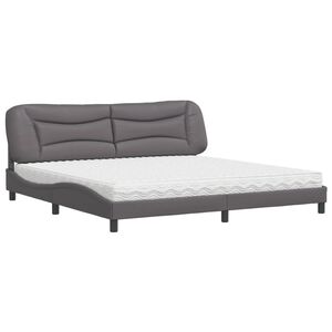 vidaXL Bed met matras "Hvar" kunstleer grijs 200x200 cm