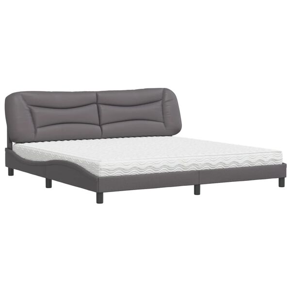 vidaXL Bed met matras "Hvar" kunstleer grijs 200x200 cm