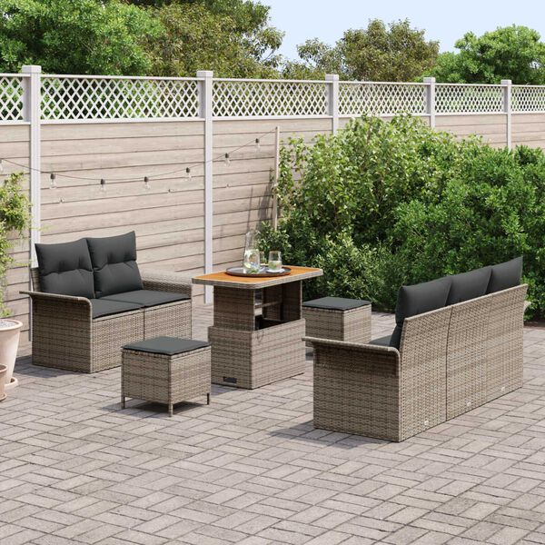 vidaXL Tuin Sofa Set 8 pcs Grijs poly rattan