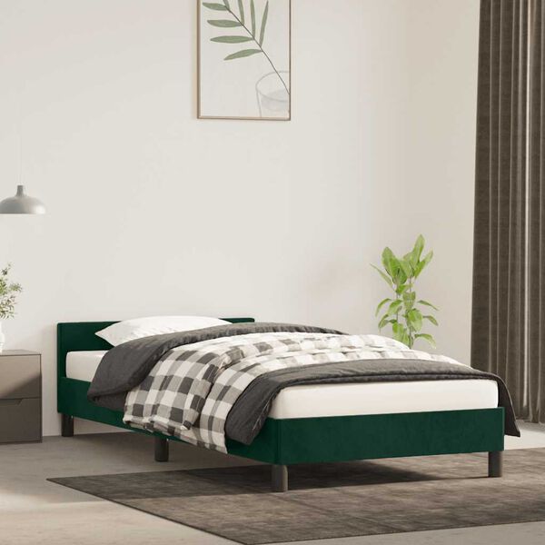 vidaXL Bedframe zonder matras 90x190 cm fluweel donkergroen
