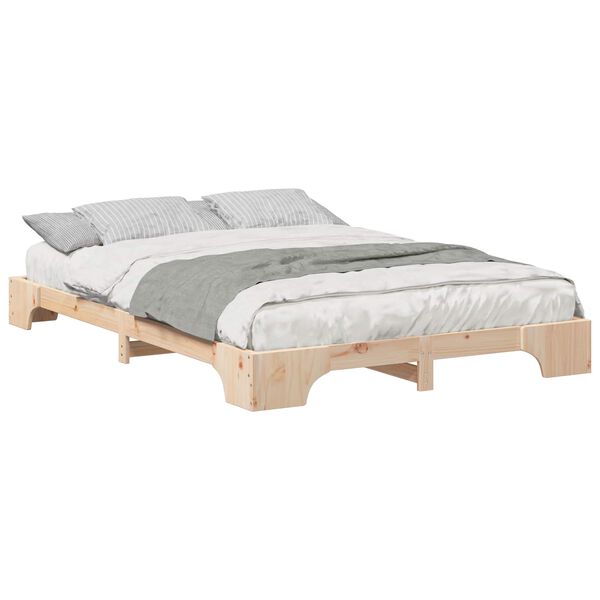 vidaXL Bedframe Bruin 140 x 210 cm Massief grenenhout