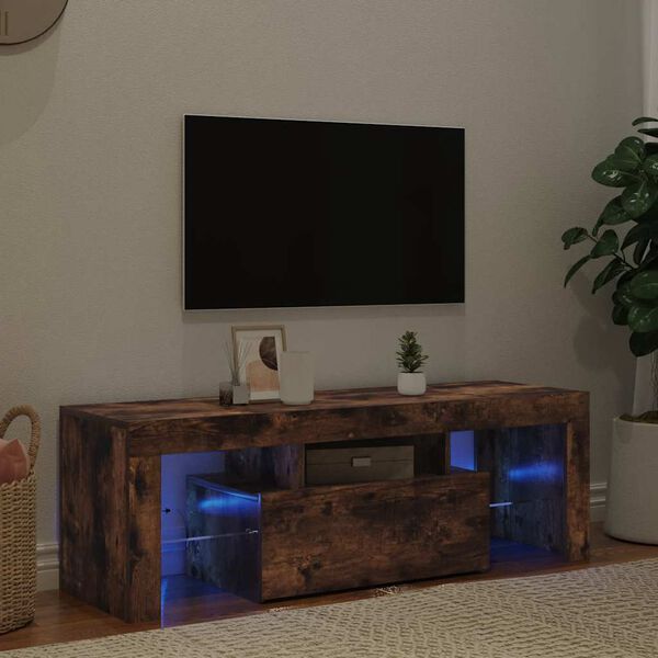 vidaXL Tv-meubel met LED-verlichting 120x35x40 cm gerookt eikenkleurig