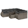 vidaXL 9-delige Loungeset met kussens poly rattan grijs