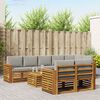 vidaXL Sofa-Sets 9 pcs Natuurlijk en Lichtgrijs Massief Acaciahout