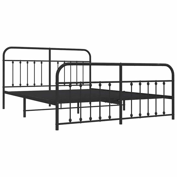 vidaXL Bedframe met voetbord zonder matras metaal zwart 180x200 cm