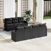 vidaXL Tuin Sofa Set met kussen 8 pcs Zwart Poly Riet en Staal en Glas