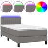 vidaXL Boxspring met matras en LED stof donkergrijs 80x200 cm