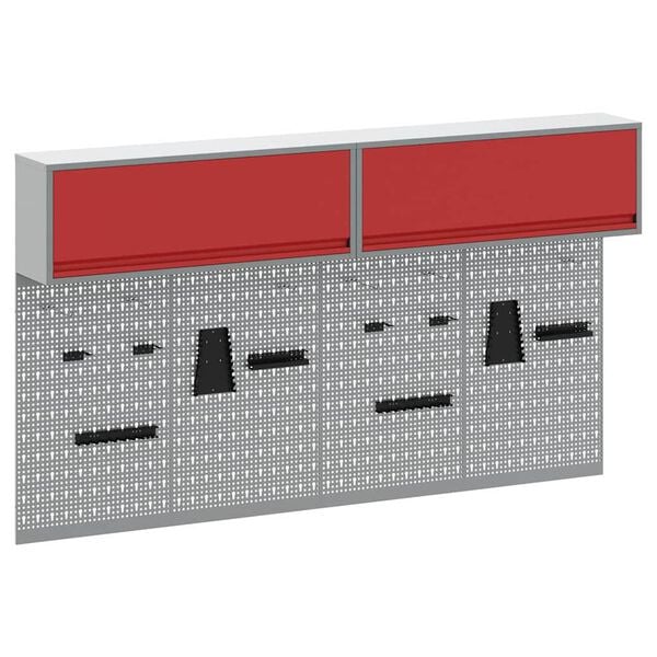 vidaXL Gereedschapskast set met plank 6 pcs Rood Gepoedercoat staal