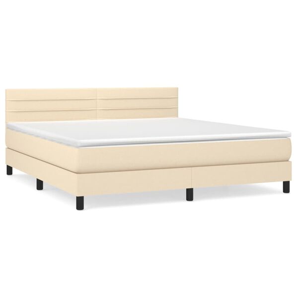 vidaXL Boxspring met matras stof cr&egrave;mekleurig 180x200 cm