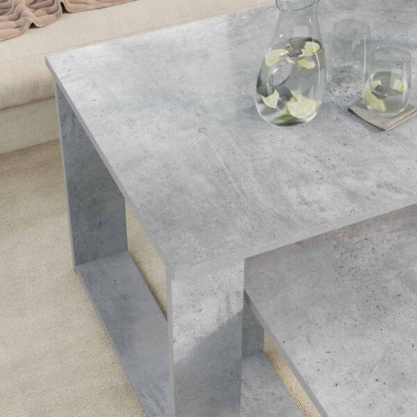 vidaXL Koffietafel Set 2 pcs Beton Grijs Bewerkt hout