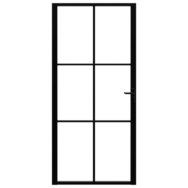 vidaXL Binnendeur 93x201,5 cm ESG-glas en aluminium zwart
