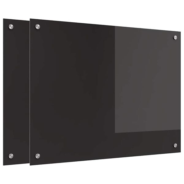 vidaXL Keuken Achterwand 2 pcs Zwart 80 x 60 cm gehard glas