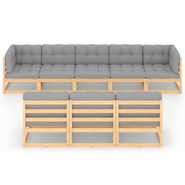 vidaXL 8-delige Loungeset met kussens massief grenenhout