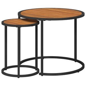 vidaXL Koffietafel Set 2 st Naturel en Zwart 55 x 55 x 45 cm