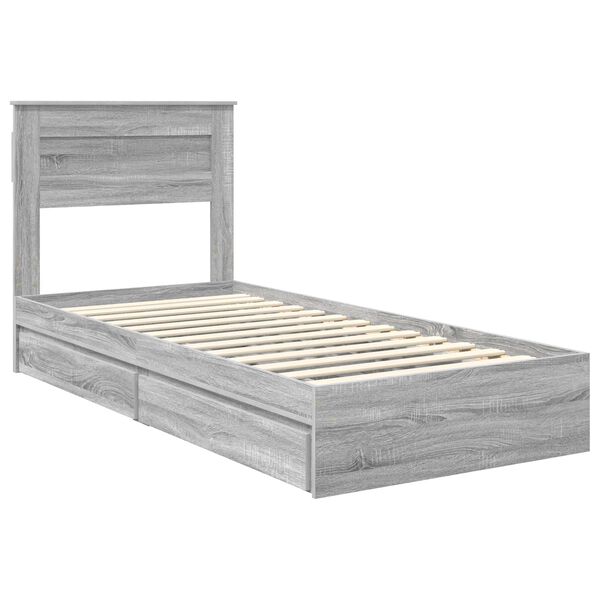vidaXL Opslag bed met lade Grijs Sonoma 100 x 200 cm Bewerkt hout