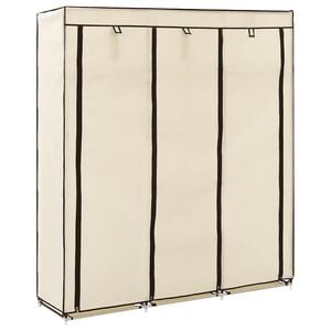 vidaXL Kledingkast met vakken en stangen 150x45x175 cm stof cr&egrave;me