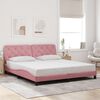 vidaXL Bedframe met LED zonder matras fluweel roze 180x200 cm