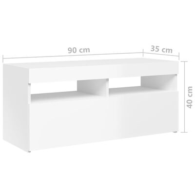 vidaXL Tv-meubel met LED-verlichting 90x35x40 cm hoogglans wit