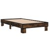 vidaXL Bedframe bewerkt hout en metaal gerookt eikenkleurig 75x190 cm