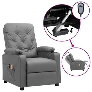 vidaXL Massagestoel elektrisch kunstleer grijs
