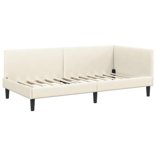 vidaXL Hoekbedframe met hoofdeinde Crème 90 cm x 190 cm Fluweel