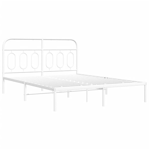 vidaXL Bedframe met hoofdbord metaal wit 140x200 cm