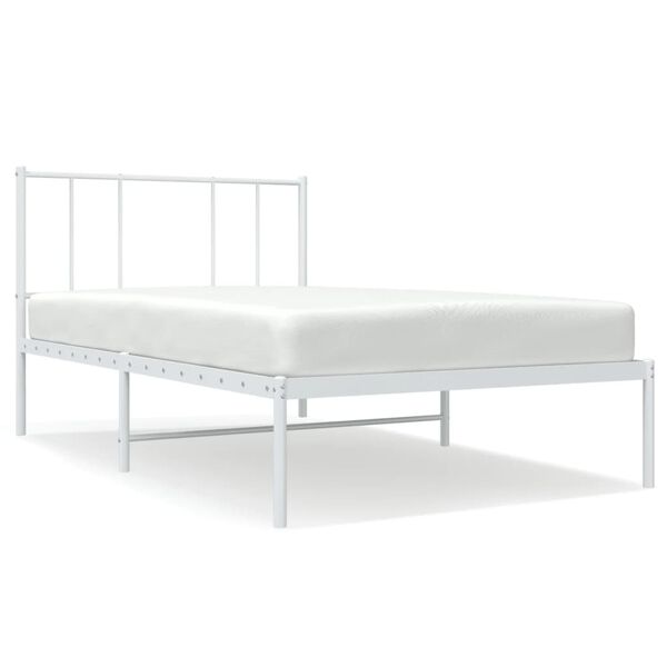 vidaXL Bedframe met hoofdbord metaal wit 80x200 cm