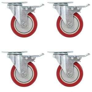 vidaXL Zwenkwielen met dubbele remmen 4 st 100 mm