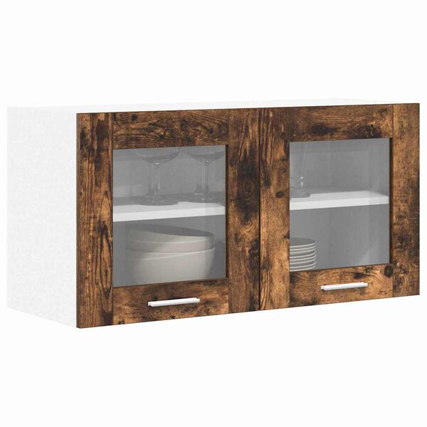 vidaXL Hangkast Gerookte Eik en Wit 80 x 31 x 40 cm Bewerkt hout