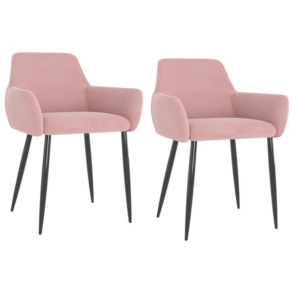 vidaXL Eetkamerstoelen 2 st fluweel roze