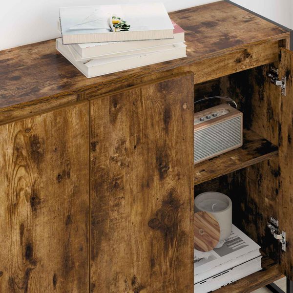 vidaXL Bijzetkast Rook Eik 96,5 x 30 x 75 cm Bewerkt hout