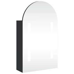 vidaXL Badkamerkast met spiegel en LED gebogen 42x13x70 cm zwart