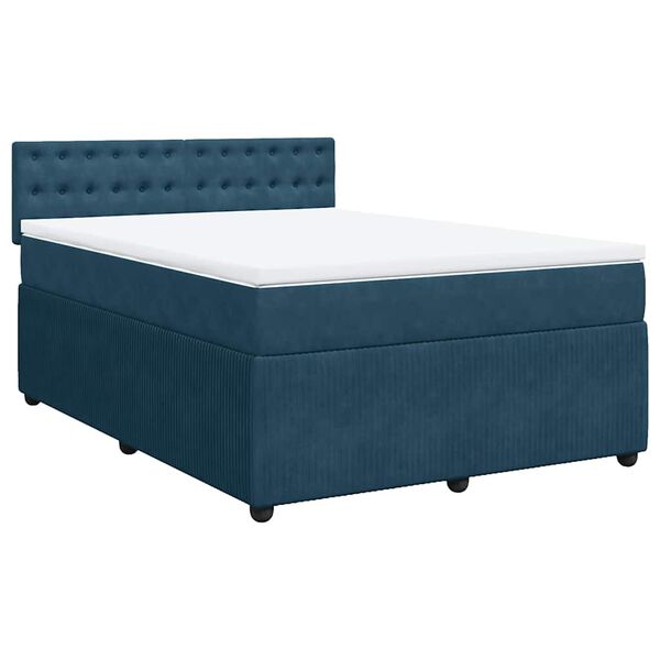 vidaXL Boxspring met matras fluweel blauw 140x190 cm