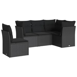 vidaXL 5-delige Loungeset met kussens poly rattan zwart