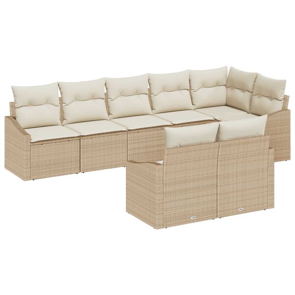 vidaXL Tuinbankenset met kussen 8 pcs Beige en Wit poly rattan