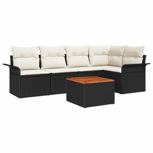 vidaXL Tuinbankenset 6 st Zwart poly rattan
