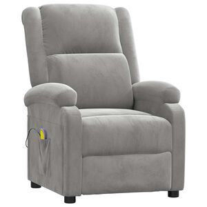 vidaXL Massagestoel fluweel lichtgrijs