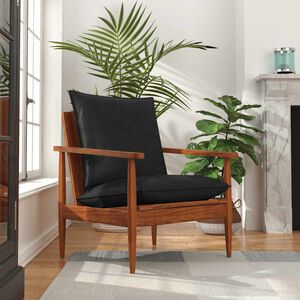 vidaXL Fauteuil echt leer en massief acaciahout