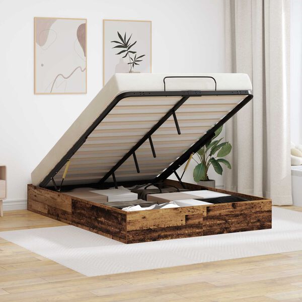 vidaXL Ottoman Bedframe Oudhout 193 x 120 x 25 cm Spaanplaat